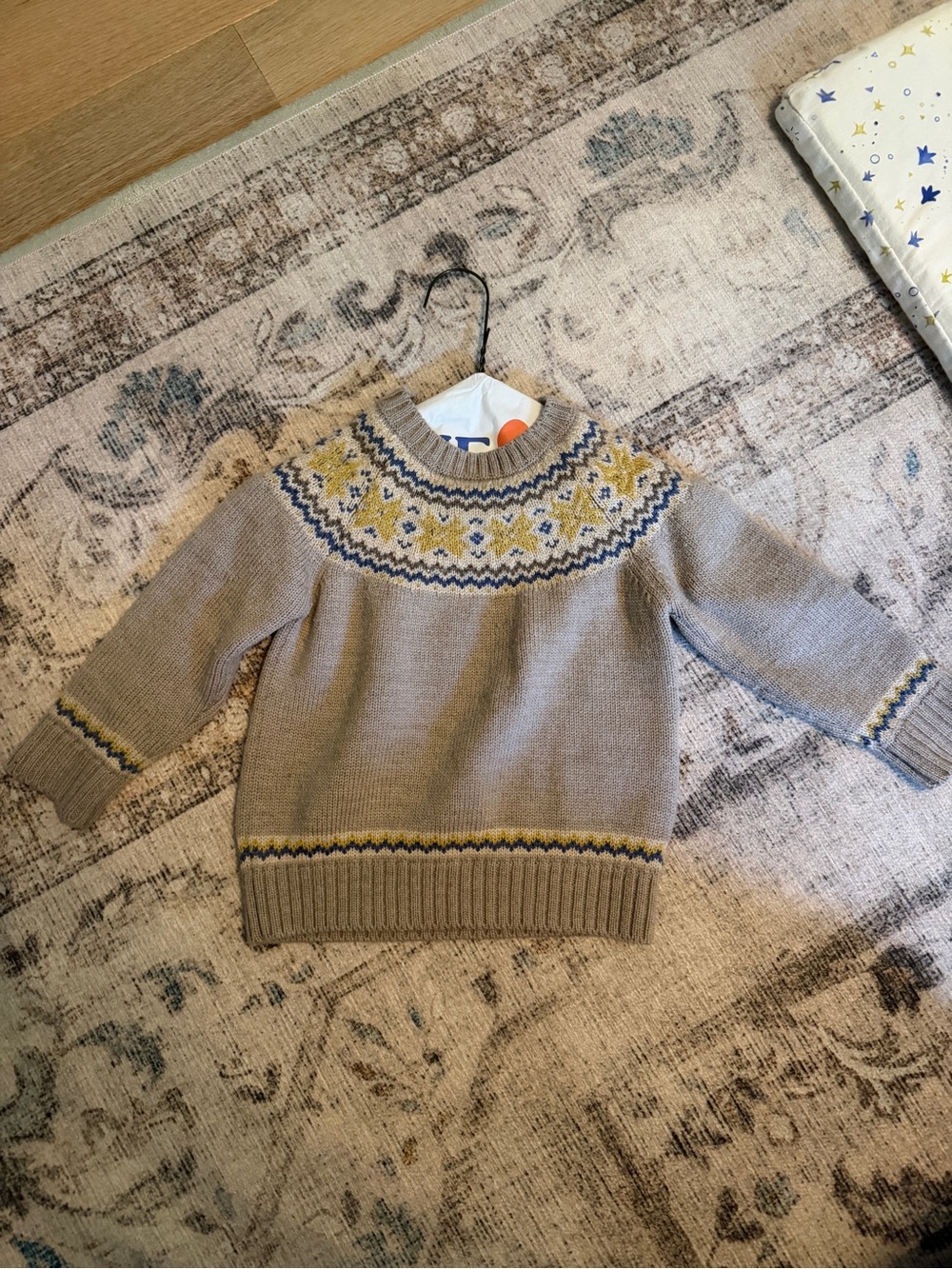 Pepa London Classic Fair Isle Merino Wool Jumper in Oatmeal - 18M size